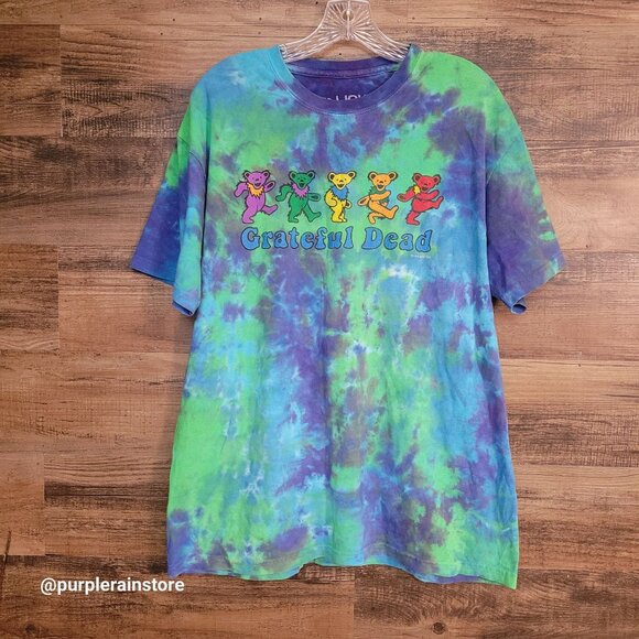 Liquid Blue Tie Dye Grateful Dead Band T Shirt L Dancing Bears Retro Funky - Picture 1 of 10